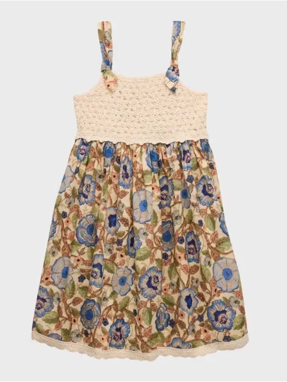 Zimmermann Girl's Junie Crochet Top Woven Dress Size 12 $265